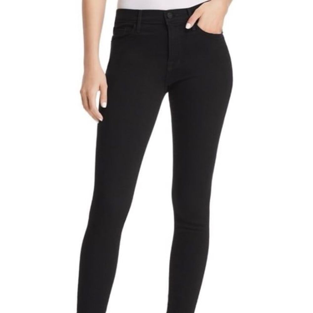 FRAME Denim Le Skinny De Jeanne Black Mid Rise Slim Jeans 28